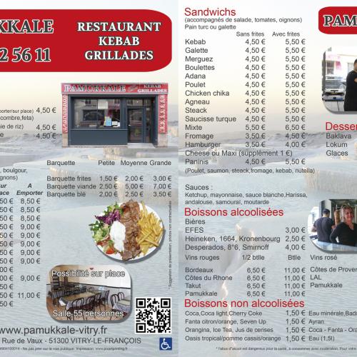 Flyer menu d'un restaurant